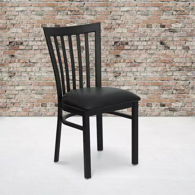 Chaise de restaurant en métal noir Flash Furniture avec dossier School House