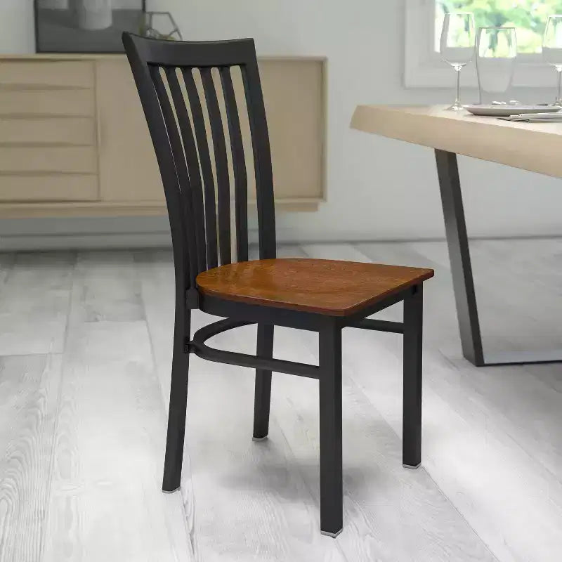 Chaise de restaurant en métal noir Flash Furniture avec dossier School House