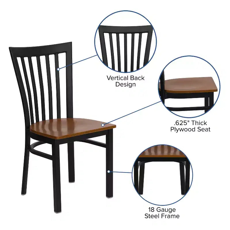 Chaise de restaurant en métal noir Flash Furniture avec dossier School House