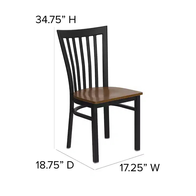 Chaise de restaurant en métal noir Flash Furniture avec dossier School House