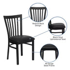 Chaise de restaurant en métal noir Flash Furniture avec dossier School House