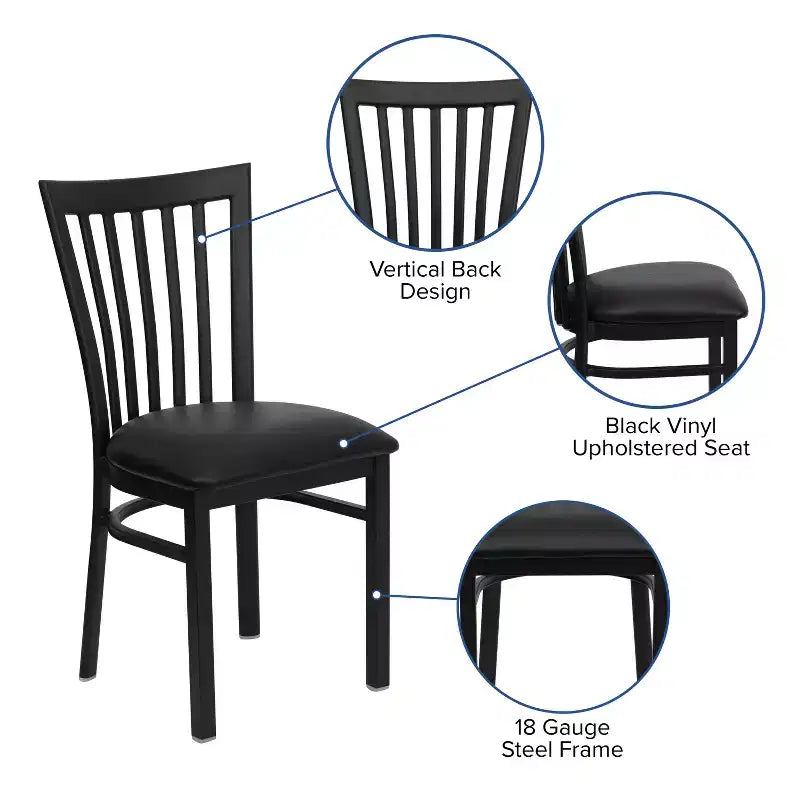 Chaise de restaurant en métal noir Flash Furniture avec dossier School House