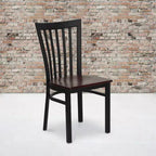 Chaise de restaurant en métal noir Flash Furniture avec dossier School House