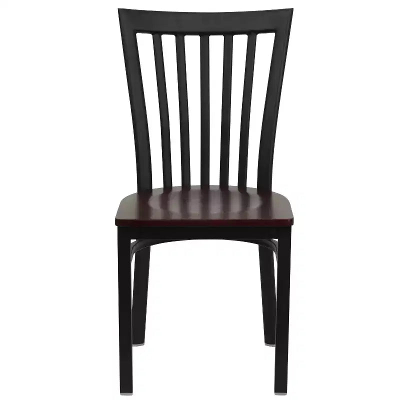 Chaise de restaurant en métal noir Flash Furniture avec dossier School House