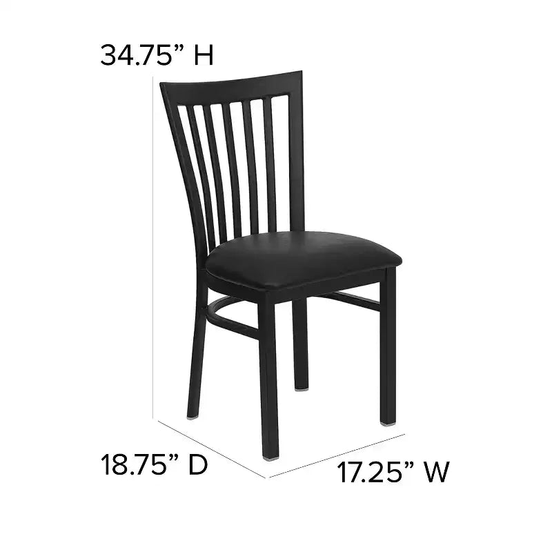 Chaise de restaurant en métal noir Flash Furniture avec dossier School House