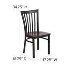 Chaise de restaurant en métal noir Flash Furniture avec dossier School House