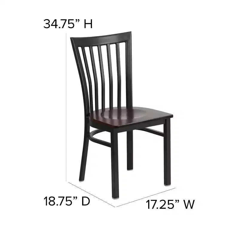 Chaise de restaurant en métal noir Flash Furniture avec dossier School House