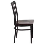 Chaise de restaurant en métal noir Flash Furniture avec dossier School House
