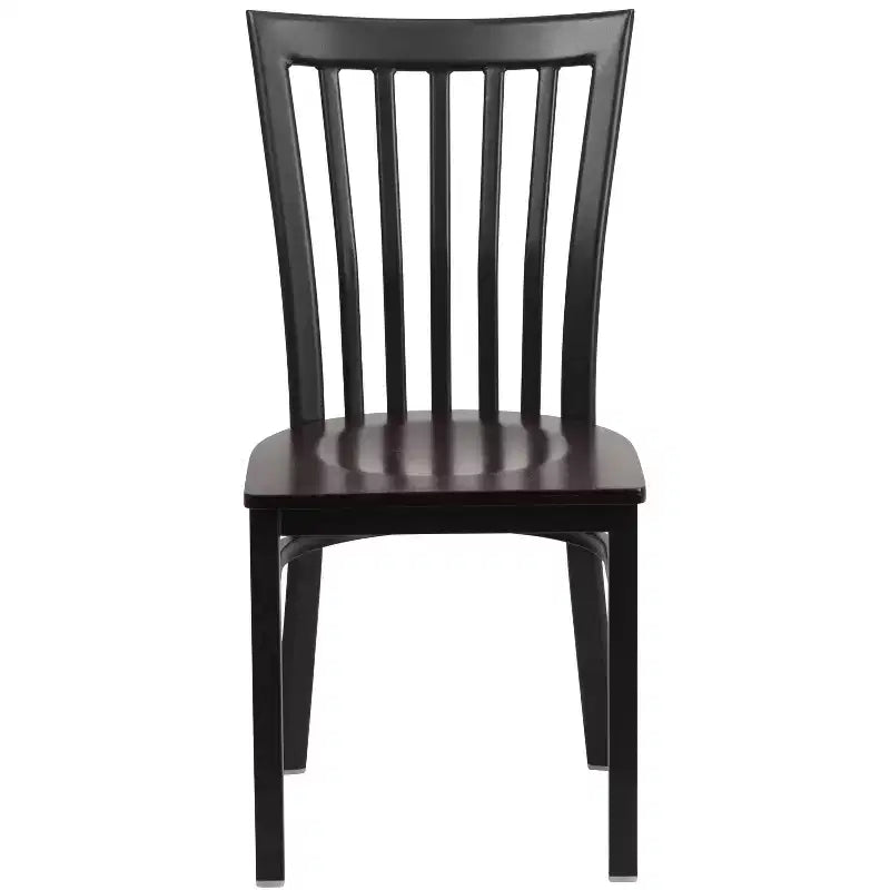 Chaise de restaurant en métal noir Flash Furniture avec dossier School House