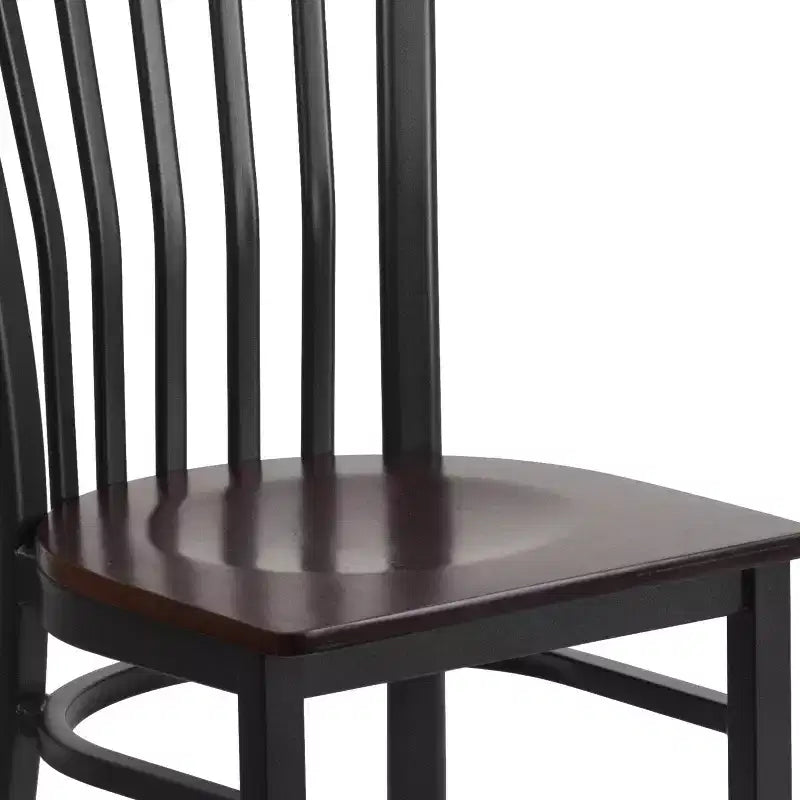 Chaise de restaurant en métal noir Flash Furniture avec dossier School House