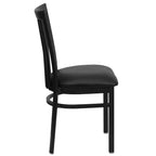 Chaise de restaurant en métal noir Flash Furniture avec dossier School House