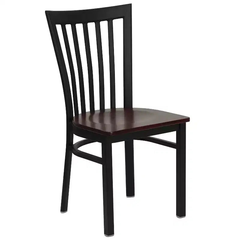Chaise de restaurant en métal noir Flash Furniture avec dossier School House