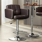Tabouret de bar pivotant 55D Trek Chrome 83 cm de haut, moderne et réglable, coussin expresso avec dossier et repose-pieds pour îlot de cuisine à hauteur de comptoir