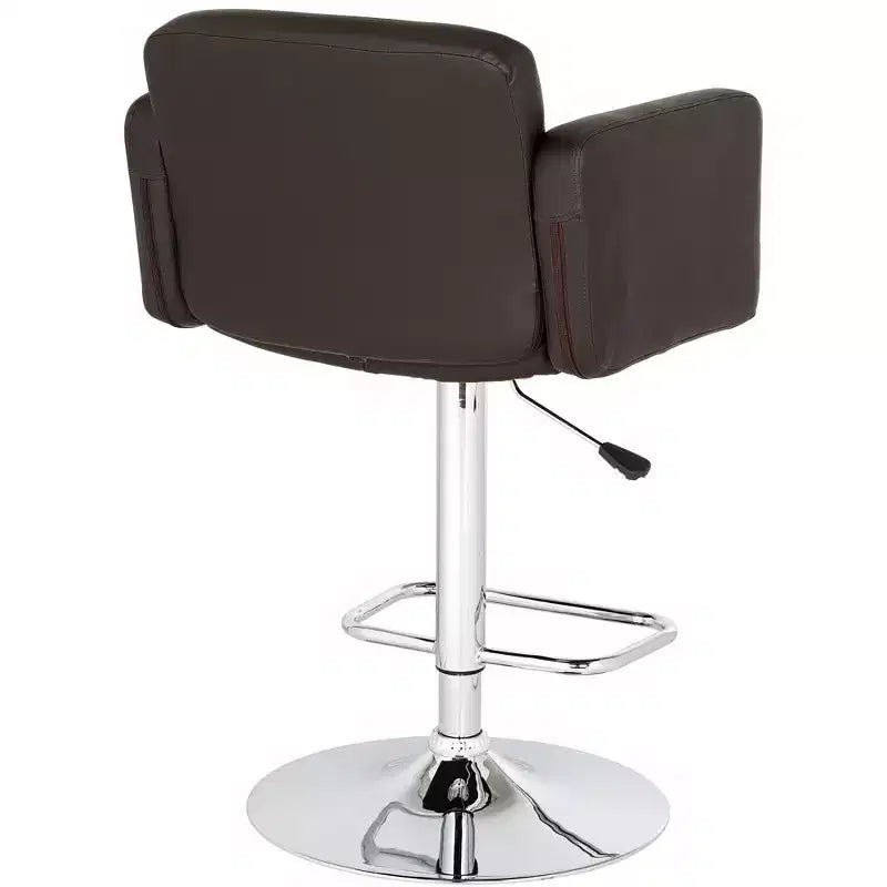 Tabouret de bar pivotant 55D Trek Chrome 83 cm de haut, moderne et réglable, coussin expresso avec dossier et repose-pieds pour îlot de cuisine à hauteur de comptoir