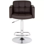 Tabouret de bar pivotant 55D Trek Chrome 83 cm de haut, moderne et réglable, coussin expresso avec dossier et repose-pieds pour îlot de cuisine à hauteur de comptoir