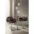 Tabouret de bar pivotant 55D Trek Chrome 83 cm de haut, moderne et réglable, coussin expresso avec dossier et repose-pieds pour îlot de cuisine à hauteur de comptoir