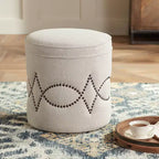 Pouffe rond clou de tapissier Iriza Oatmeal 55 Downing Street