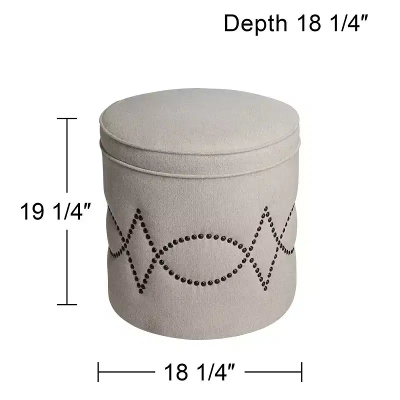 Pouffe rond clou de tapissier Iriza Oatmeal 55 Downing Street