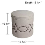 Pouffe rond clou de tapissier Iriza Oatmeal 55 Downing Street