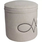 Pouffe rond clou de tapissier Iriza Oatmeal 55 Downing Street