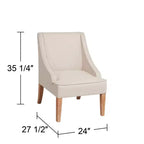 Fauteuil Elm Lane Dixon Ivory en tissu avec accoudoirs incurvés