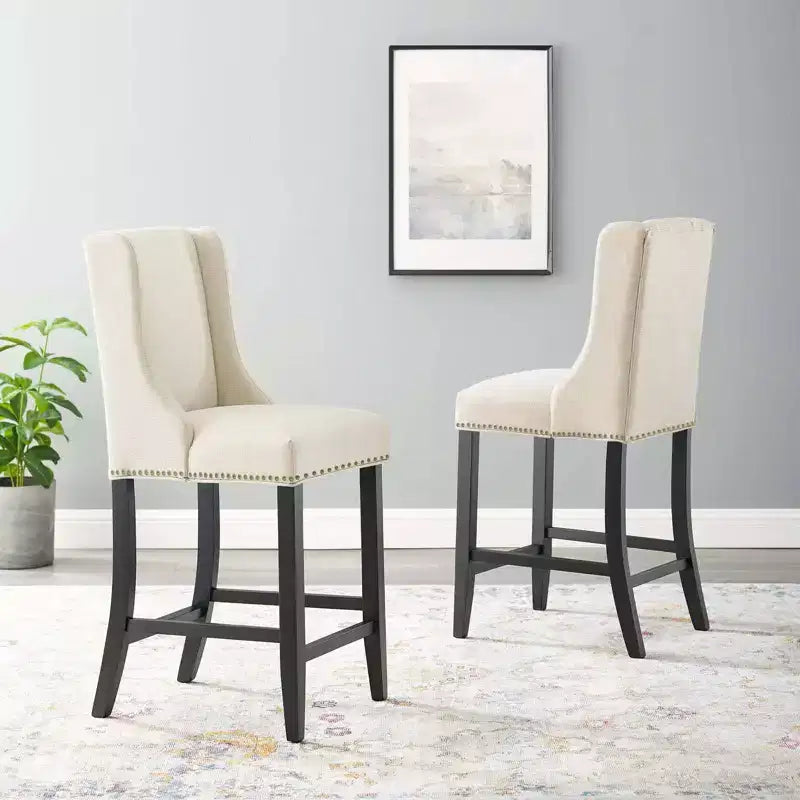 Lot de 2 tabourets de bar rembourrés en tissu Baron (hauteur comptoir) - Modway