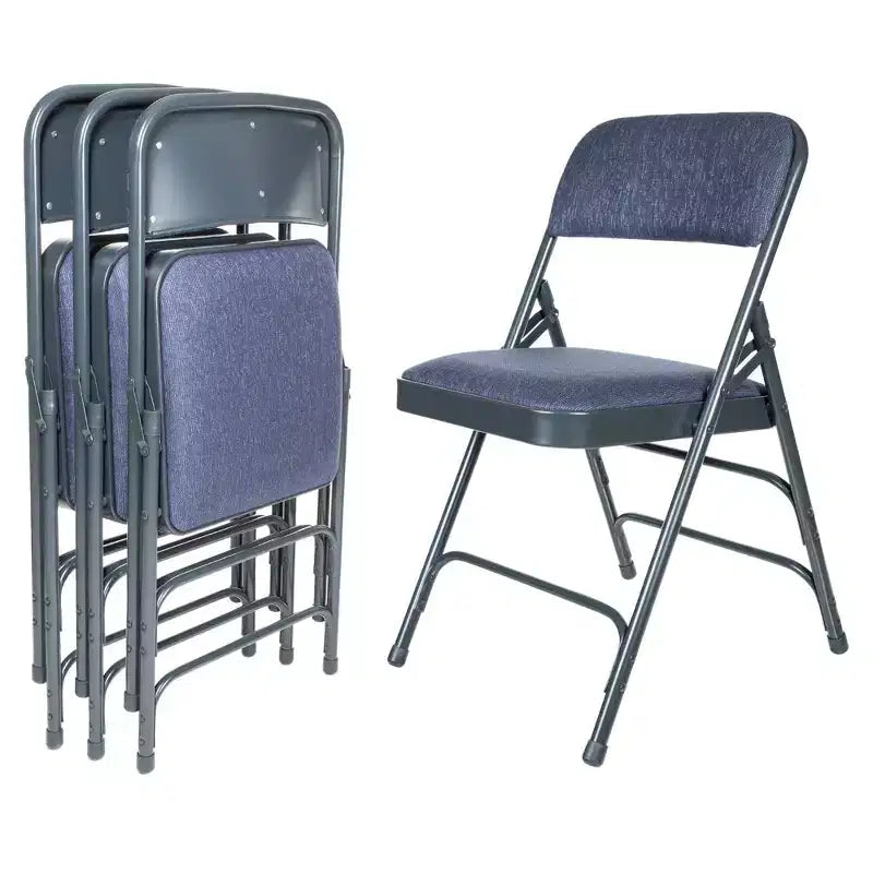 Lot de 4 Chaises Pliantes de Luxe Rembourrées en Tissu à Triple Support - Hampden Furnishings
