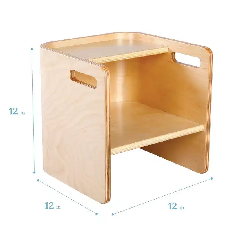 Chaise-cube multifonctionnelle pour tout-petits en bois courbé ECR4Kids, meuble Montessori
