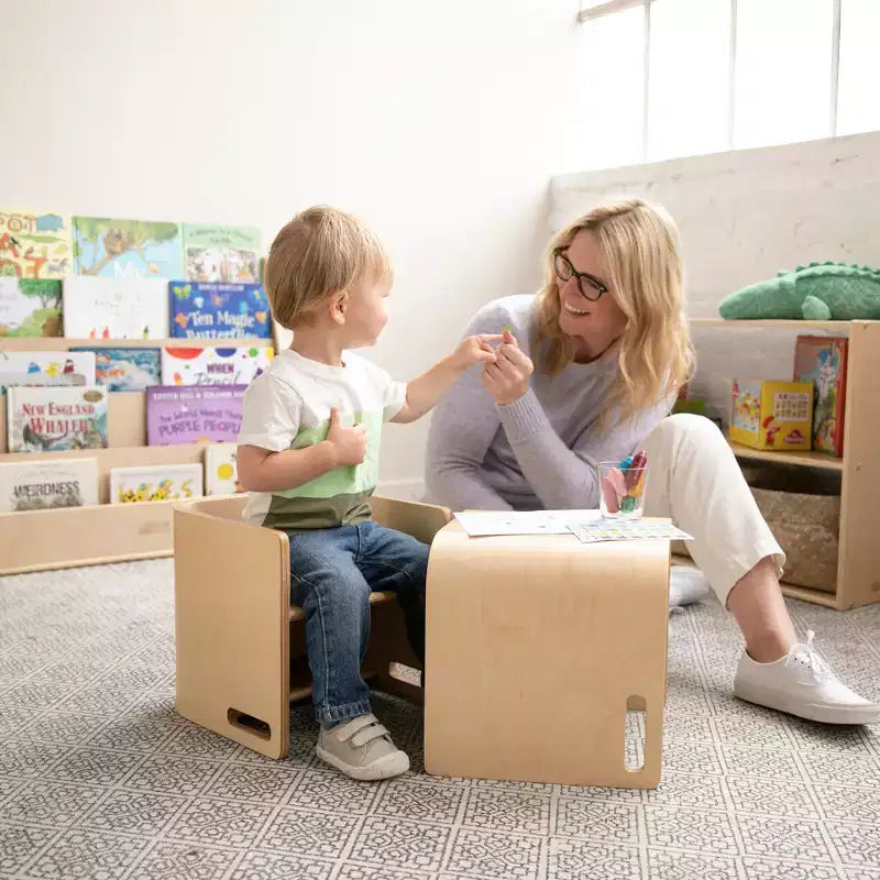 Chaise-cube multifonctionnelle pour tout-petits en bois courbé ECR4Kids, meuble Montessori