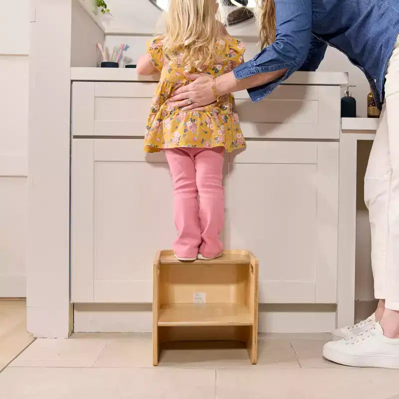 Chaise-cube multifonctionnelle pour tout-petits en bois courbé ECR4Kids, meuble Montessori