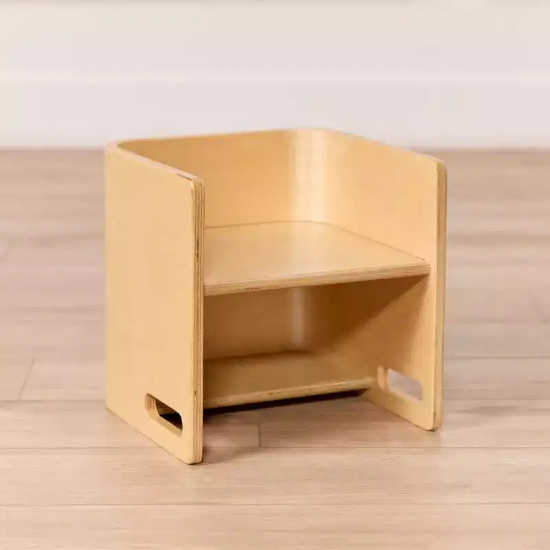 Chaise-cube multifonctionnelle pour tout-petits en bois courbé ECR4Kids, meuble Montessori