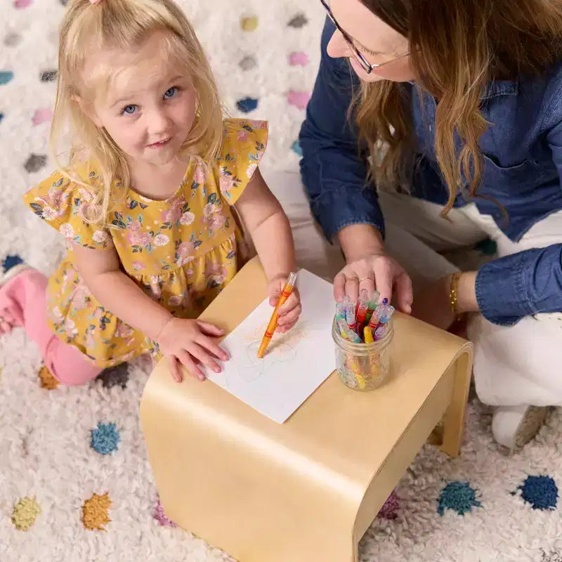 Chaise-cube multifonctionnelle pour tout-petits en bois courbé ECR4Kids, meuble Montessori