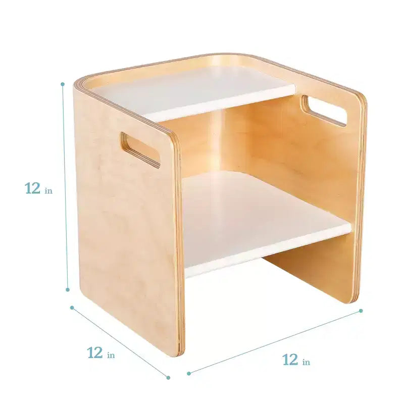 Chaise-cube multifonctionnelle pour tout-petits en bois courbé ECR4Kids, meuble Montessori