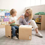 Chaise-cube multifonctionnelle pour tout-petits en bois courbé ECR4Kids, meuble Montessori