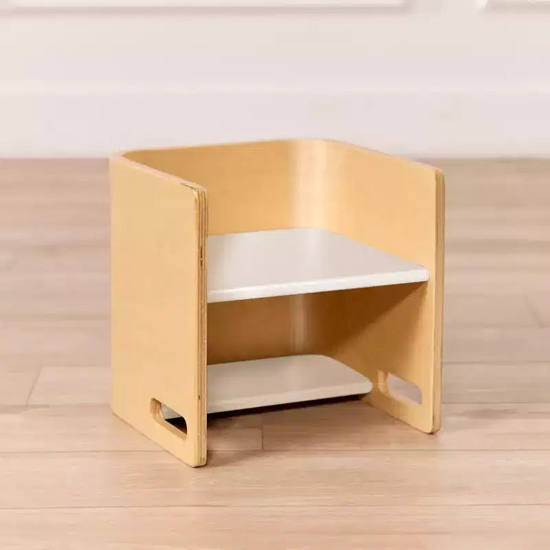 Chaise-cube multifonctionnelle pour tout-petits en bois courbé ECR4Kids, meuble Montessori