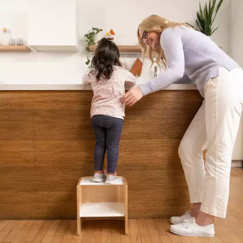 Chaise-cube multifonctionnelle pour tout-petits en bois courbé ECR4Kids, meuble Montessori