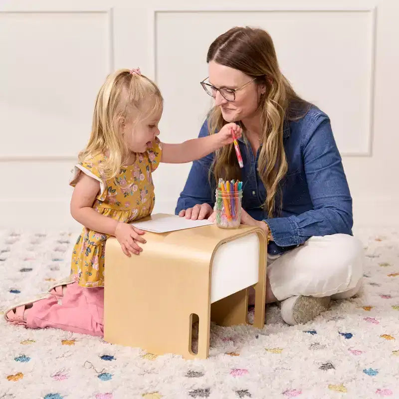 Chaise-cube multifonctionnelle pour tout-petits en bois courbé ECR4Kids, meuble Montessori