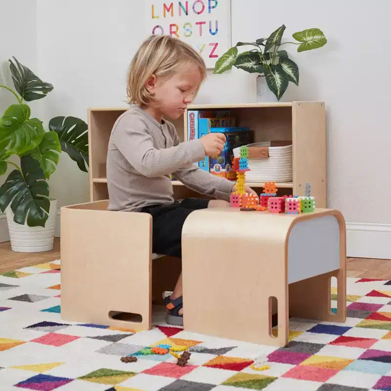 Chaise-cube multifonctionnelle pour tout-petits en bois courbé ECR4Kids, meuble Montessori