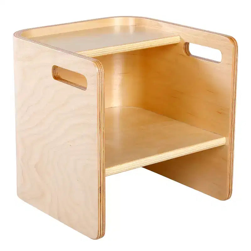 Chaise-cube multifonctionnelle pour tout-petits en bois courbé ECR4Kids, meuble Montessori