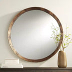 Miroir Mural Décoratif Rond Uttermost Tortin Cadre Métallique Dentelé Martelée Rustique 86 cm de Large pour Salle de Bain Chambre Salon Bureau Entrée