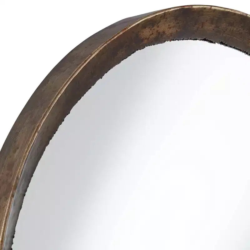 Miroir Mural Décoratif Rond Uttermost Tortin Cadre Métallique Dentelé Martelée Rustique 86 cm de Large pour Salle de Bain Chambre Salon Bureau Entrée