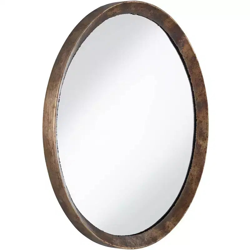 Miroir Mural Décoratif Rond Uttermost Tortin Cadre Métallique Dentelé Martelée Rustique 86 cm de Large pour Salle de Bain Chambre Salon Bureau Entrée