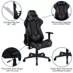 Ensemble bureau de jeu et chaise de jeu inclinable Flash Furniture avec porte-gobelet et crochet pour casque