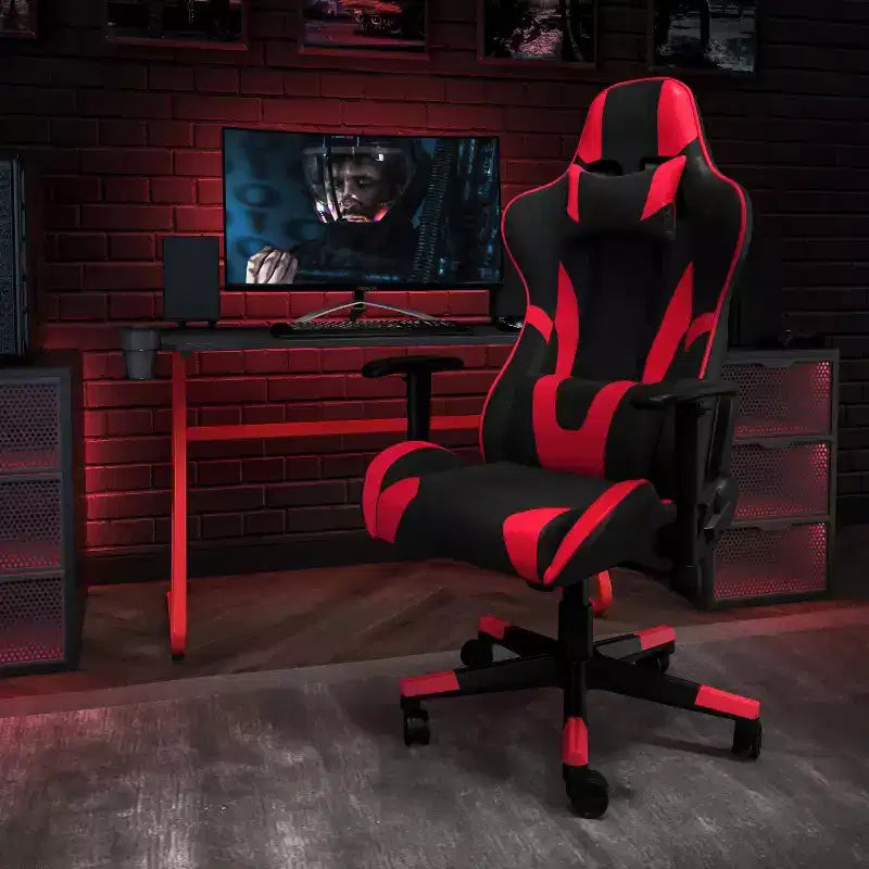 Ensemble bureau de jeu et chaise de jeu inclinable Flash Furniture avec porte-gobelet et crochet pour casque
