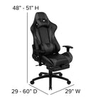 Chaise de jeu Flash Furniture X30 Chaise de bureau ergonomique de course avec dossier entièrement inclinable et repose-pieds coulissant en cuir souple rouge