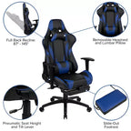 Chaise de jeu Flash Furniture X30 Chaise de bureau ergonomique de course avec dossier entièrement inclinable et repose-pieds coulissant en cuir souple rouge