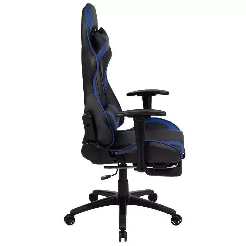 Chaise de jeu Flash Furniture X30 Chaise de bureau ergonomique de course avec dossier entièrement inclinable et repose-pieds coulissant en cuir souple rouge