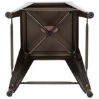 Flash Furniture Tabouret de bar d'intérieur en métal de 61 cm de haut avec assise en bois – Lot de 4 empilables
