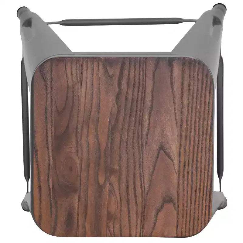Flash Furniture Tabouret de bar d'intérieur en métal de 61 cm de haut avec assise en bois – Lot de 4 empilables