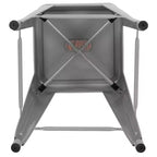 Flash Furniture Tabouret de bar d'intérieur en métal de 61 cm de haut avec assise en bois – Lot de 4 empilables
